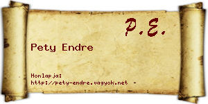 Pety Endre névjegykártya